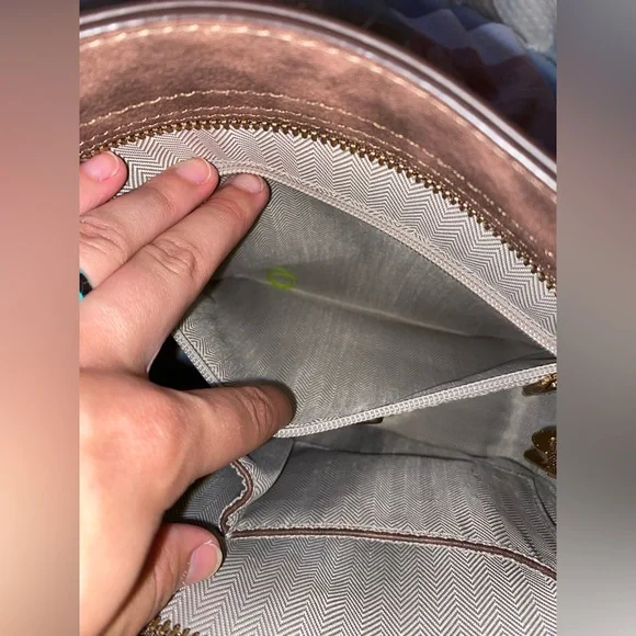 Brown Crossbody Bag with Patterned Strap - Picture 5 of 7